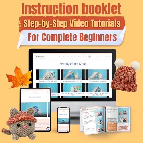 Knitting Kit for Kids - Beginner Loom Knitting Kit to Make a Hat & Cat - Image 4