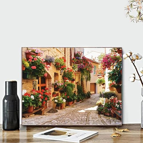 MaiMMaledy Paint by Numbers Kit for Adults Beginners 8Wx12L inch Canvas Pictures with Framed Drawing Painting Works with Wooden Triangle Easel Acrylic Pigment Street Alleys - Image 5