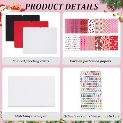 WEBEEDY 15 Sets Valentines's Day Card Making Kit Greeting Cards DIY with 15 Envelopes, Blank Cards, Stickers for Birthday with Supplies for Anniversary Invitation Paper Craft Gift - Image 3
