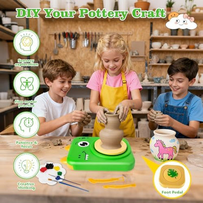 TenLaitech Pottery Wheel for Kids - Arts and Crafts Toys for Kids Ages 8-12 | Complete Pottery Painting Kit with Air Clay Art Supplies for Girls Boys Toys Birthday Gift for 6 7 8 9 10 11 - Image 2