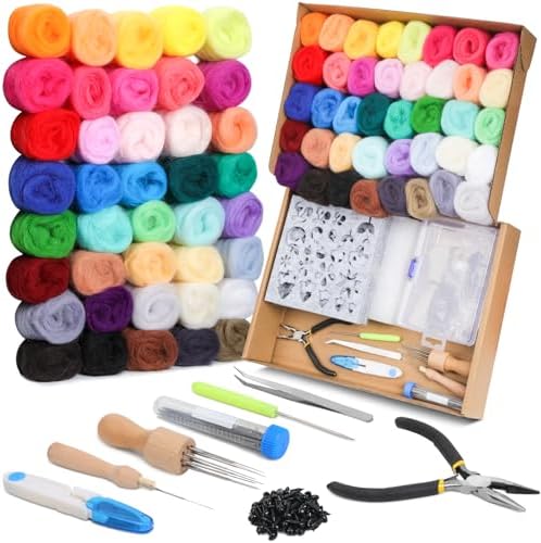 Mayboos Needle Felting Starter Kit, Wool Roving 40 Colors Set by Mayboos