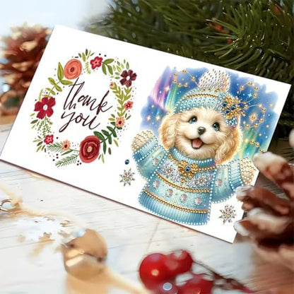 Christmas DIY Diamond Greeting Cards Set - 5D Art Painting Card Making Kits for Family Friends Handmade Gift - #06-Dog - Image 6