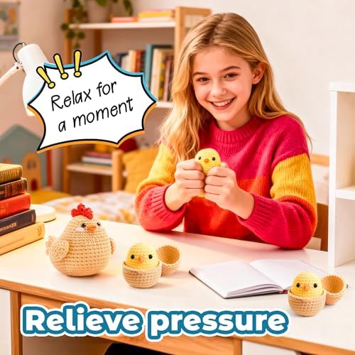 Joyclub Crochet Kit for Beginners 4 Chicken Family with Video for Adults - Image 6