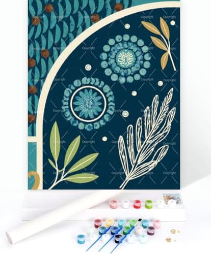 Botanical Paint By Numbers Kit For Adults - Diy Botanical Arch Leaves Painting On Canvas 16X20 In, Acrylic Paint Set, Suitable For Beginners, Wall Art Decor Art For Home Decoration Or Gifts, Unframed - Image 3