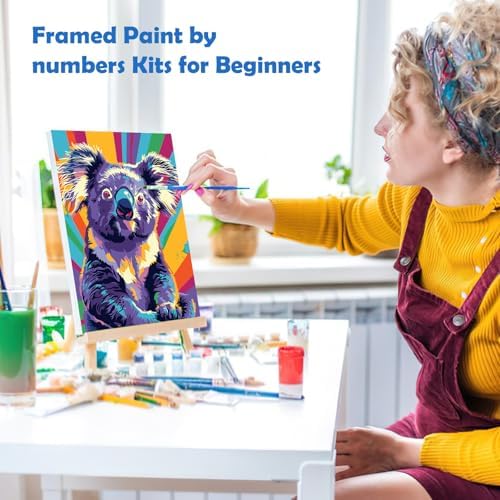 MOGTAA Koala Paint by Numbers Kit for Adults Beginners with Frame, Animal Adult Paint by Number Kits on Canvas with Easel, Easy DIY Oil Painting Kits for Home Decor, 8x12in - Image 4