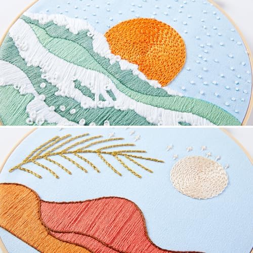 Armindou Hand Embroidery Starter Kit for Beginners Adults, Counted Cross Stitch kit for Adult Beginner, Stamped Embroidery Needlepoint Kit, 2 Set Embroidery Supplies, 2 Hoops (Attached Video Tutorial) - Image 5