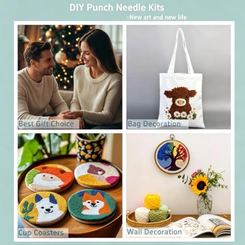 DIY Punch Needle Kits Goose and Flower Garland 20x20cm - Image 5