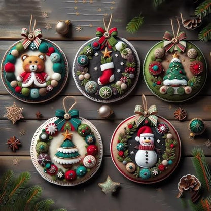 DIY Christmas Felt Patch Kit, Felt Christmas Ornaments, Craft Set with Pre-Cut Felts Sheets, Holiday Craft Kit for Family Fun, Beginner-Friendly, Handmade Xmas Decorations for Tree & Home (#C) - Image 5