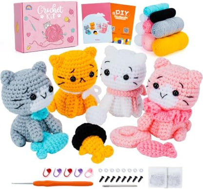 Fortuning's JDS Crochet Kit for Beginners, Cat Crochet Kit by FortuningsJDS