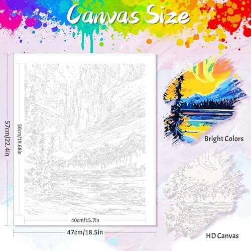 Yunnuo Northern Lights Paint by Numbers Kit for Adults Beginner, Landscape Aurora Scenery Number Painting with Brush and Acrylic Paint for Gift and Home Wall Decor 16x20 Inch - Image 2