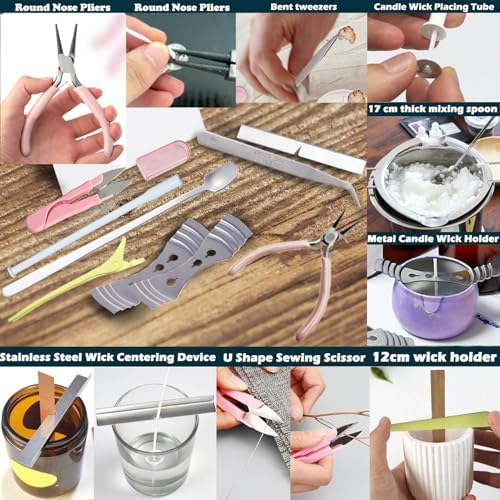 Nimozek 32PCS Professional Candle Making Tools Kit, Candle Wick Punching & Threading Set with Storage Bag, Round Nose Pliers & Essential Accessories for Soy Candle DIY, Mold Punching & Wick Centering - Image 5