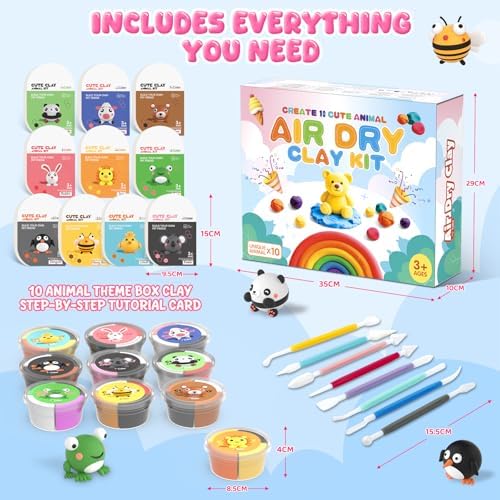 Air Dry Clay Kit for Kids, 10 Animal Boxes with Sculpting Tools - Image 4