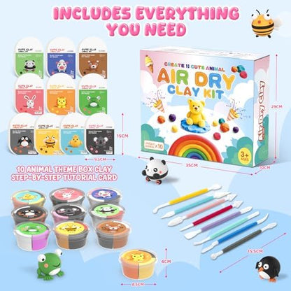 Air Dry Clay Kit for Kids, 10 Animal Boxes with Sculpting Tools - Image 4