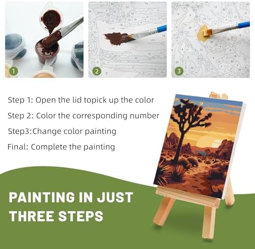 4 Pack Framed Paint by Numbers Kit for Adults Beginner with Wooden Easel, National Park Easy Adult Paint by Number Kits with Frame, DIY Number Painting for Adults Canvas for Home Decor Gift 8x12 Inch - Image 5