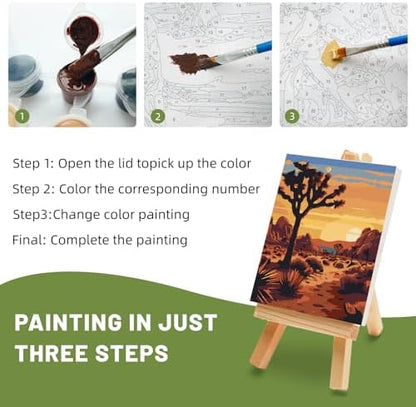 4 Pack Framed Paint by Numbers Kit for Adults Beginner with Wooden Easel, National Park Easy Adult Paint by Number Kits with Frame, DIY Number Painting for Adults Canvas for Home Decor Gift 8x12 Inch - Image 5