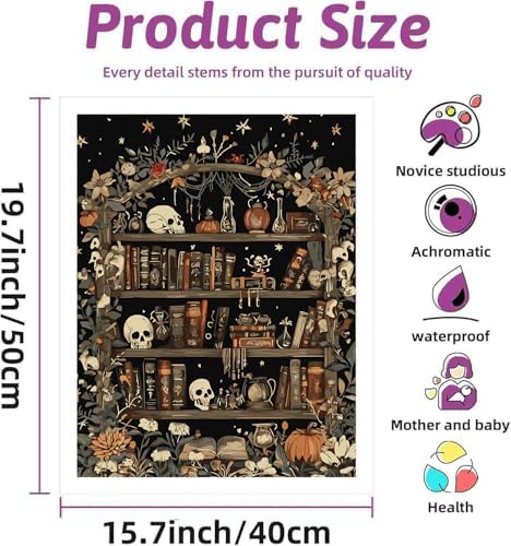 Bookshelf Paint by Numbers Kit for Adults Beginners 19.6X15.7 inch - Image 2