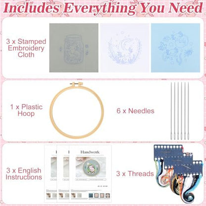 Mindsoft 3 Set Needlepoint Kit for Beginners with Hoop,Axolotl - Image 3