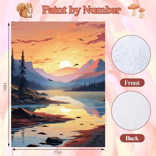 Gueevin 10 Pack Paint by Numbers Kit for Adults Mountain Paint by Number DIY Acrylic Painting Canvas Without Frame, Brushes Simple Oil Painting for Home Wall Decor Gifts 12 x 16 Inch(Mountain Style) - Image 2