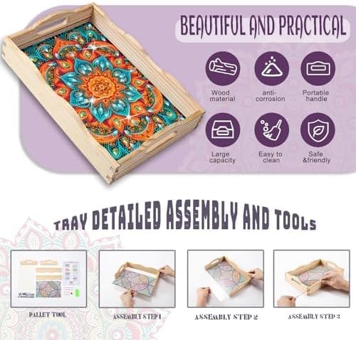 EWJRNSF Diamond Art Kits for Adults Wooden Serving Trays with Handles - Image 3