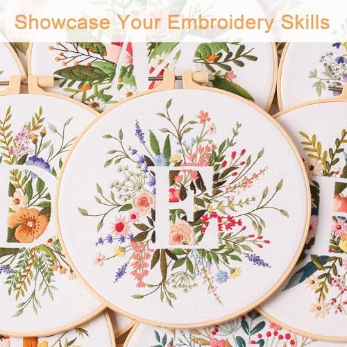 Harimau Letter E Pattern Embroidery Kit for Adult Beginners, Complete Starter Pack with 1 Hoop, Needles, Instruction Guide & Embroidery Stitch Video Tutorials - Image 7