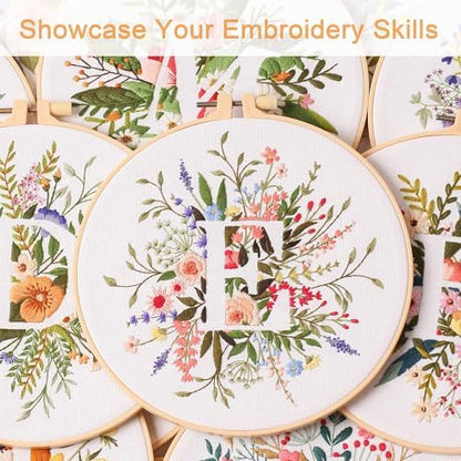 Harimau Letter E Pattern Embroidery Kit for Adult Beginners, Complete Starter Pack with 1 Hoop, Needles, Instruction Guide & Embroidery Stitch Video Tutorials - Image 7