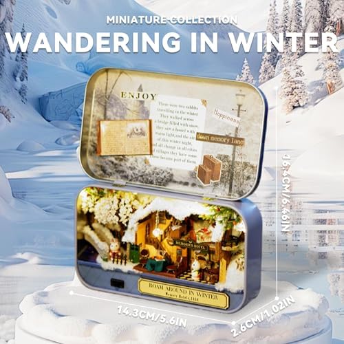 Flever Dollhouse Miniature DIY House Kit Creative Room with Furniture and Cover for Romantic Valentine's Gift(Roam Around in Winter) - Image 2