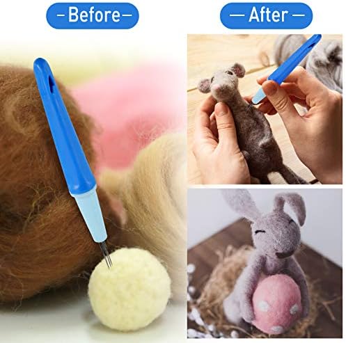 WILLBOND 2 Pack Needle Felting Tool Pen with 3 Needles Punch Style Tool with 7 Barbed Wool Accessories Wool Needle Felting for DIY Patchwork and Craft Making Felt - Image 4