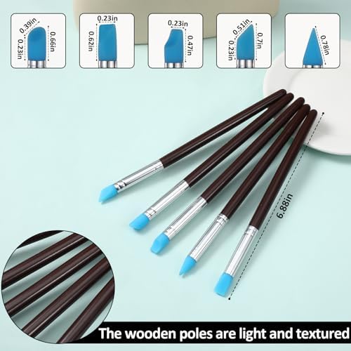 15 Pcs Silicone Sculpting Tools, Silicone Clay Sculpting Tools, Pottery Tools, Modeling Dotting Tools, Clay Shaping Modeling Wipe Out Tools, Embossing Tool for DIY Handicraft - Image 2