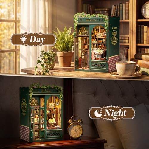 CUTEBEE Book Nook Kit - DIY Miniature House Dollhouse Kit for Adults, Booknook Tiny House Bookshelf Decor 3D Wooden Puzzle, Gifts for Family and Friends (Owl Bookstore) - Image 2