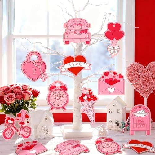 80PCS Wooden Heart Ornaments to Paint Valentine's Day Craft,10 Styles DIY Blank Unfinished Wood Heart Cutouts Ornament for Crafts Spring Tree Hanging Decorations Love - Image 4