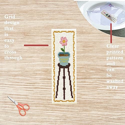 FREEBLOSS 6 Set Cross Stitch Bookmark Kit Flowers Patterns Stamped Cross Stitch Kit with Instruction Embroidery Kit for Adults Beginners Reading Gift 8''x2.4'' - Image 3