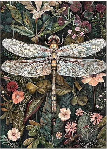 Eiazuiks Stamping Cross Stitch Kit, Dragonfly Counting Cross Stitch Kit for Adult Beginners, Full Line DIY Stitching Kit for Home Decor Cross Stitch Patterns 12x16 inches by Eiazuiks