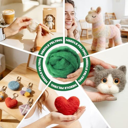3.4oz Needle Felting Wool Jolly Green for DIY Needle Craft Enthusiasts - Image 5