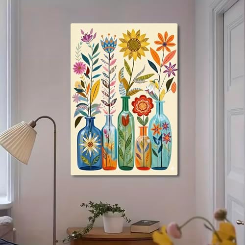 MaiMMaledy Paint by Numbers Kit 8Lx12W inch for Adults Beginners Canvas Pictures with Framed Drawing Painting Acrylic Pigment with Wooden Triangle Easel Warm-Colored Bouquet - Image 5