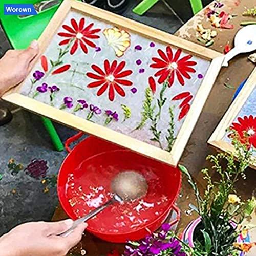 Worown A7 Paper Making Screens, Small Wooden Papermaking Mould & Deckle, (4 x 5 Inch) Paper Making Frames for DIY Craft and Dried Flower Handcrafts - Image 5