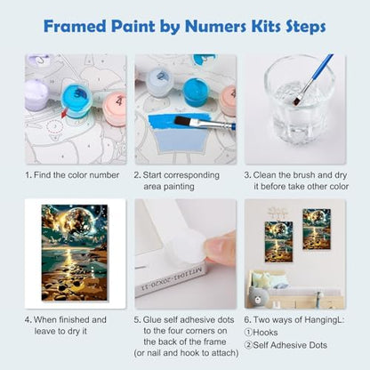 MOGTAA Starry Sky Paint by Numbers Kit for Adults Beginners with Frame, Beach Landscape Adult Paint by Number Kits on Canvas with Easel, Easy DIY Oil Painting Kits for Home Decor, 8x12in - Image 6