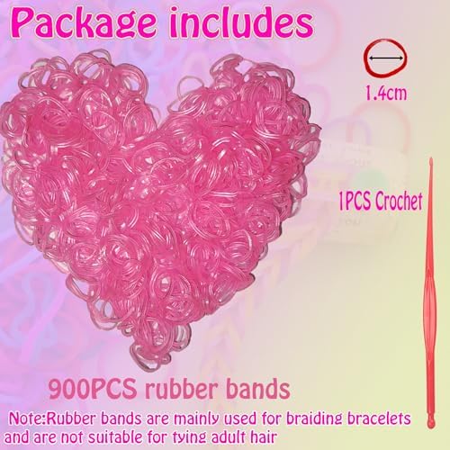 Loom Rubber Band Refill, Luminous Pink 900 Pcs. - Image 3