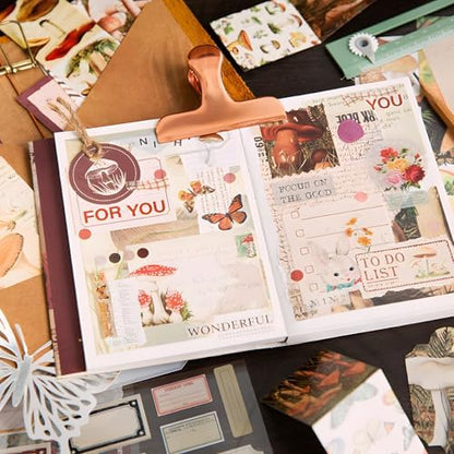 JOYCHOIC Vintage Journaling Kit, Mushroom Junk Journal Supplies, Brown Scrapbooking Materials, Large Aesthetic Scrapbook Collection for Women, Arts Craft, Adults Daily - Image 2