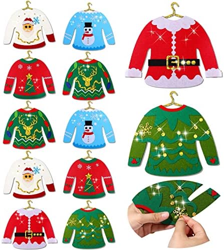 Kasyat 12 Pcs Christmas Ugly Sweater for Families DIY Felt Ornaments Kits by Kasyat