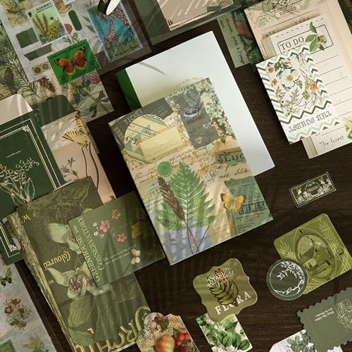 Draupnir Scrapbooking Supplies Kit,Vintage Botanical Aesthetic Scrapbook Kit for Junk Journal, Stationery,Bullet A6 Grid Notebook DIY Scrapbook Birthday Craft Gift for Teen Girl Kid Women - Image 3