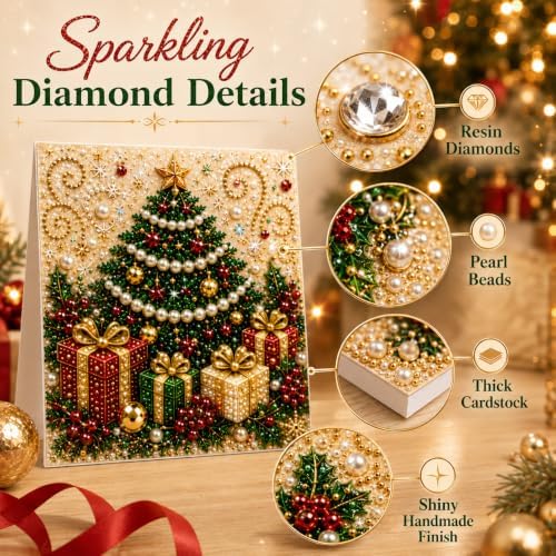6Pcs Christmas Cookies DIY Pearl Diamond Art Greeting Cards Kits - Image 5