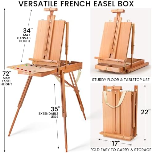 188Pcs All-in-One Art Painting Kit with French Easel, 96 Acrylic, Watercolor & Oil Paint Set, Complete Art Supplies Painting Set for Adults, Artists, Beginners - Image 2