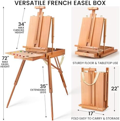 188Pcs All-in-One Art Painting Kit with French Easel, 96 Acrylic, Watercolor & Oil Paint Set, Complete Art Supplies Painting Set for Adults, Artists, Beginners - Image 2