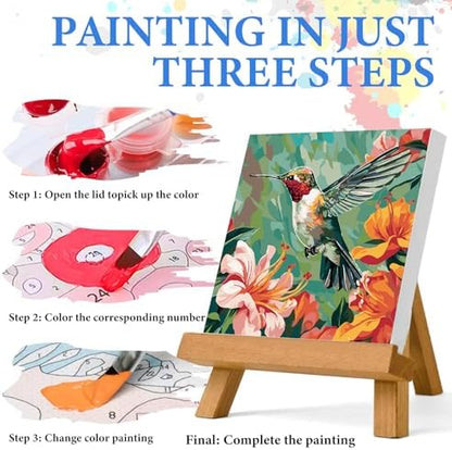 PRASIO Paint by Numbers Kit for Adults Beginner, Hummingbird Adult Paint by Number Kits on Canvas, DIY Acrylic Watercolor Oil Paint by Number for Adults for Home Decor Gift 16x16 Inch - Image 4