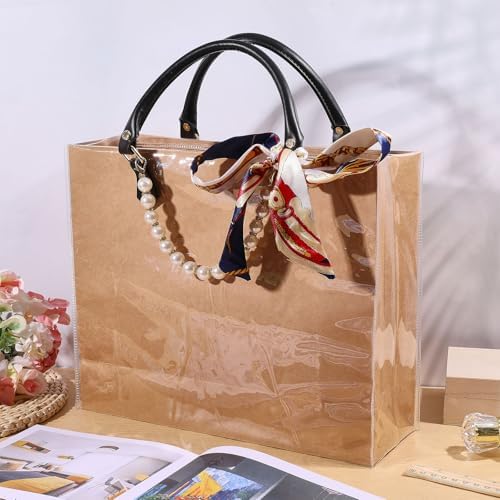 CONCHLERY Tote Bag Handbag Making Kit with Handbag Bottom, Handle, Ribbon Easy Handmade DIY Bags for Women Gift Travel Summer Beach Party, Wood - Image 5