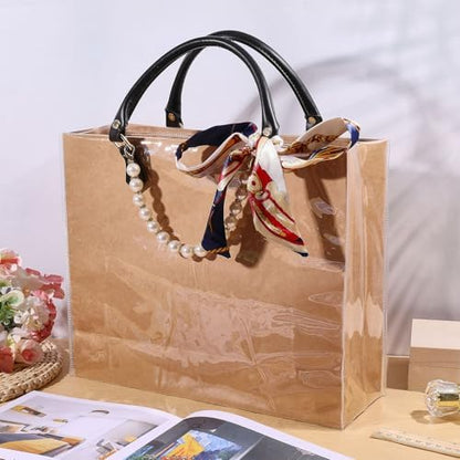 CONCHLERY Tote Bag Handbag Making Kit with Handbag Bottom, Handle, Ribbon Easy Handmade DIY Bags for Women Gift Travel Summer Beach Party, Wood - Image 5