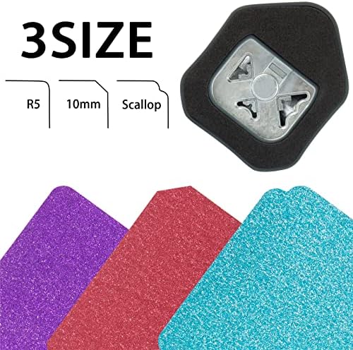 QIQQIKIN Corner Cutter 3 in 1 (R5+10MM+Scallop) Edge Rounder Punch, Paper Corner Punches for Paper Crafts, Picture Photo Clipper Laminating Scrapbook Chomper Business Card Making Junk Journal Supplies - Image 4