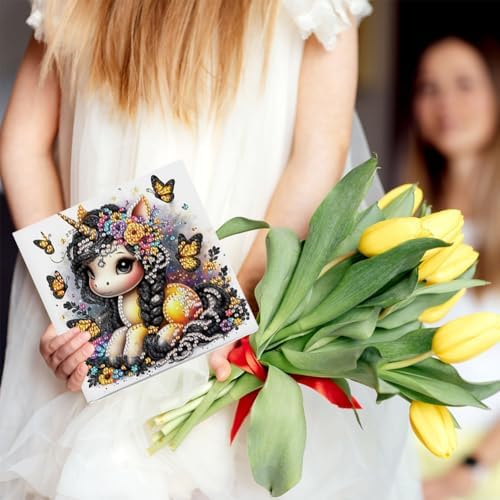 jinglinhh 6pcs Unicorn Butterfly Diamond Art Painting Greeting Cards with Envelopes, DIY Card Making Kits for Adults, Diamond Art Postcards Holiday Cards Craft Gifts - Image 5