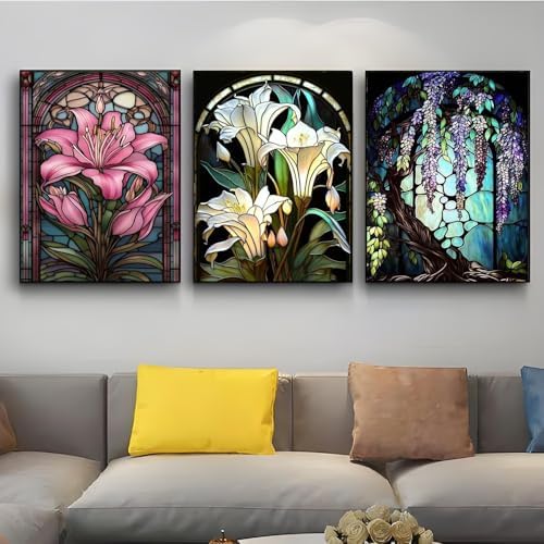 GEMOUJ 6 Packs Paint by Numbers Kits for Adult-Flowers Paint by Numbers Kit for Adults Beginners, DIY Flowers Acrylic Painting on Canvas for Adult, Home Wall Decor 12 X 16Inch - Image 2