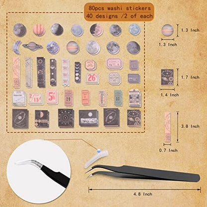 200Pcs Vintage Scrapbook Stickers, Aesthetic Junk Journal Stamping Supplies Kit, Scrapbooking Ephemera Washi Paper for Bullet Journaling Planners Diary Collage (Celestial) - Image 2